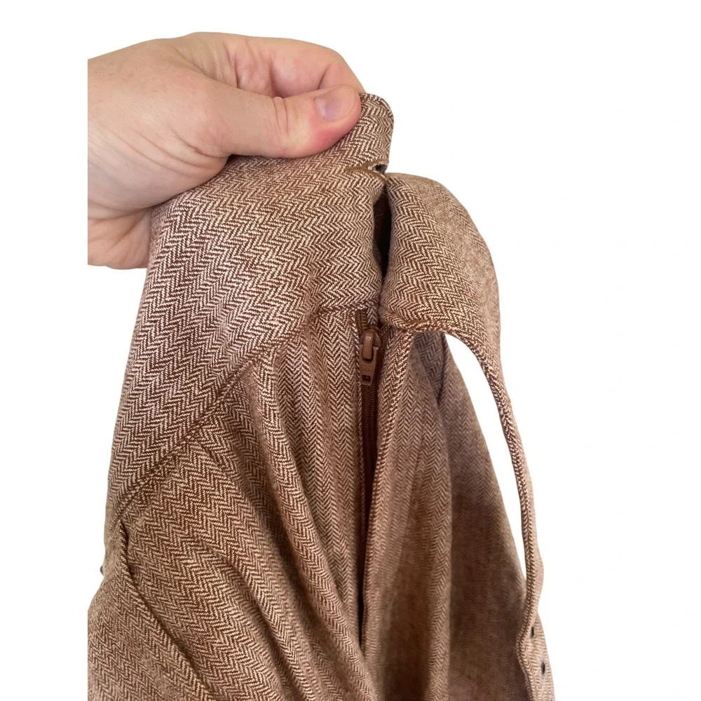 Banana Republic Brown Herringbone Linen Blend Wide Leg Pleated Pants Trousers 10